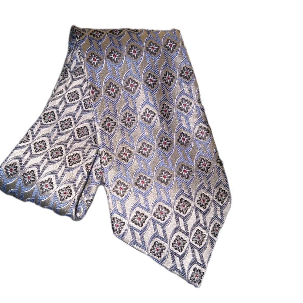 Screenplay Martin Wong Blue & Cream Floral Men's Silk Neck Tie